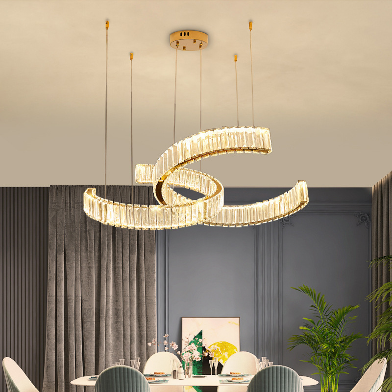 Luxury led dimmable Chandelier Stainless Steel chandelier Restaurant Dining Room Modern gold k9 crystal chandelier