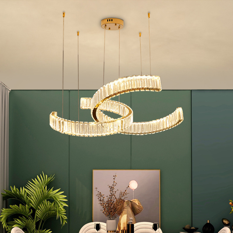 Luxury led dimmable Chandelier Stainless Steel chandelier Restaurant Dining Room Modern gold k9 crystal chandelier