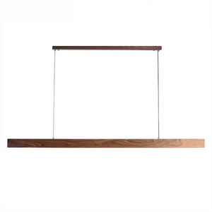 Long dining room chandelier living room Nordic simple black walnut solid wood tea bar office study led ceiling light