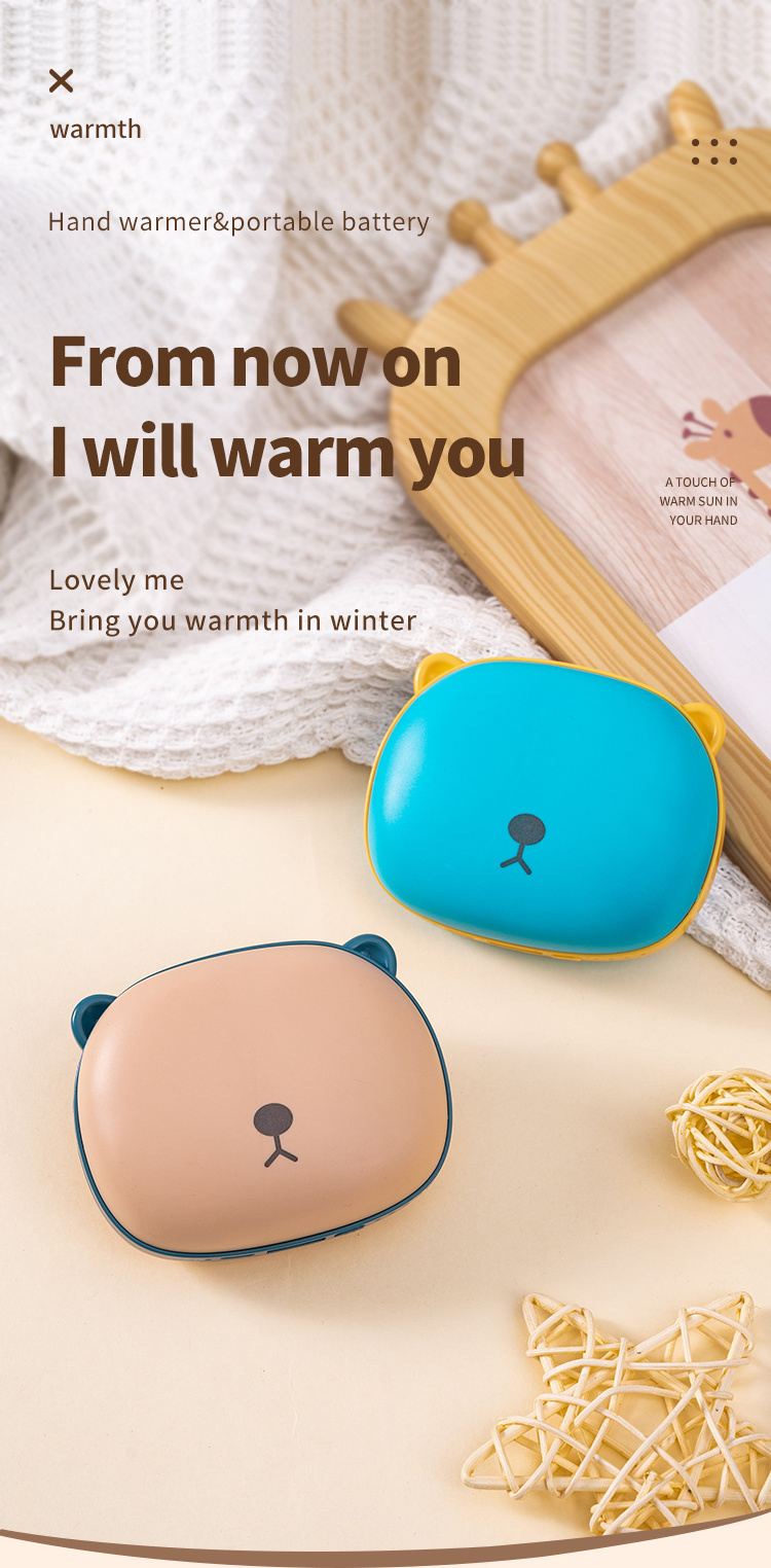 New Winter Rechargeable Cute Bear Portable Battery Pocket Hand Warmer Electric Reusable Power Bank Hand Warmer