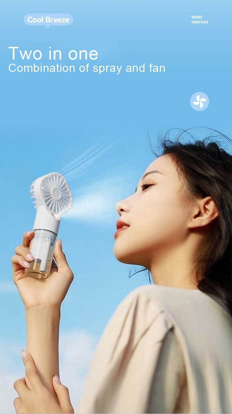 Custom Logo Rechargeable Portable Handheld Water Spray Mist Fan With Water Spray Mist Bottle For Gift Sets