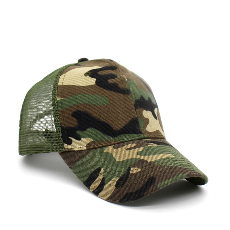 cotton mesh camo Mesh Snapback Cap custom logo sport baseball Hat in stock