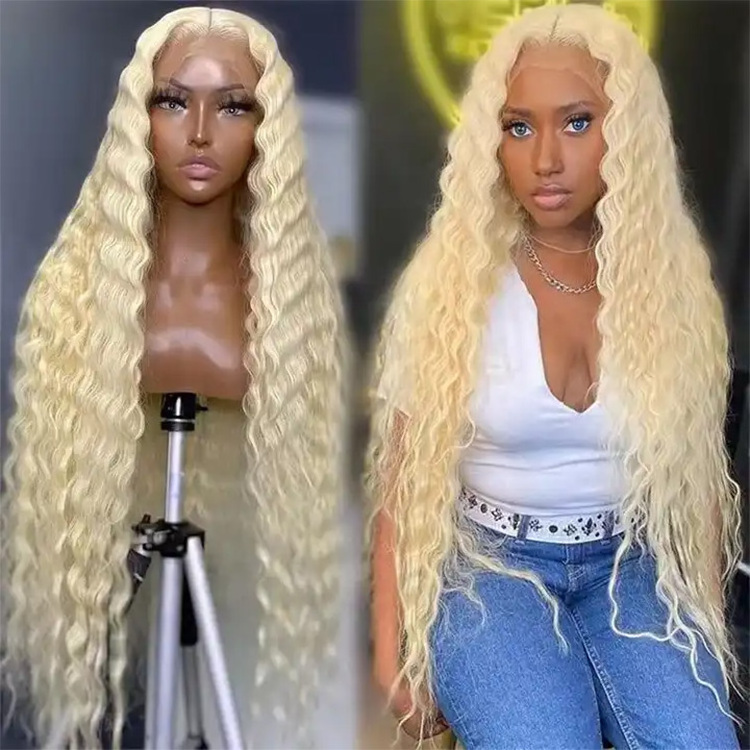 Wholesale Blonde Frontal Wigs For Black Women Colorful Front Lace Wigs 13x6 Colored #613 Lace Front Wig Human Hair Vendor