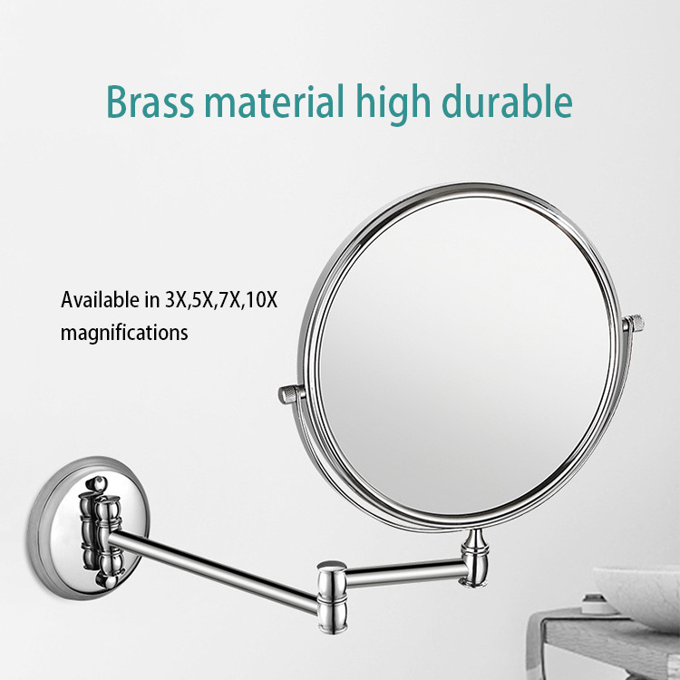 Mirrors Bathroom Wall Mounted Mirror Swing Arm 360 Degree Rotating Double-Sided Adjustable Shower Mirror