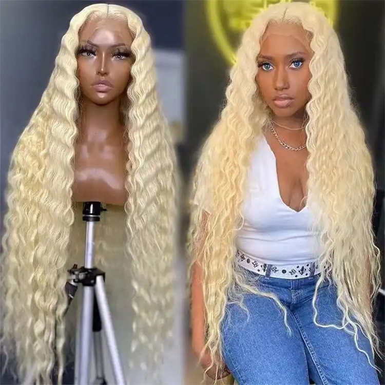 613 Blonde Human Hair 13x4 Lace Frontal Wigs Body Wave 200% India Virgin 5x5 Closure Wigs Black Women Wholesale