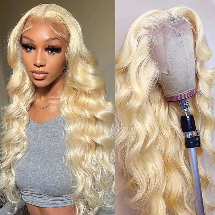 Wholesale Blonde Frontal Wigs For Black Women Colorful Front Lace Wigs 13x6 Colored #613 Lace Front Wig Human Hair Vendor