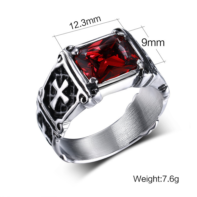 Heavy Industry Unique Big Diamond With Cross Printed Jewellery Titanium steel Arabic Wedding Ring