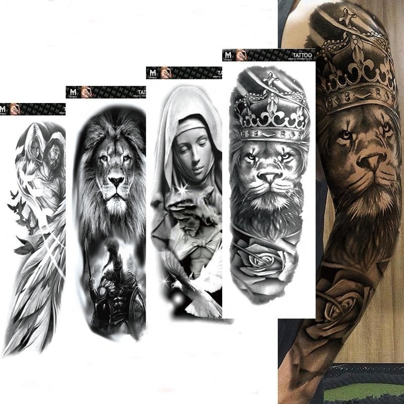 QB-3029 sleeve flash tattoos for men film skull animal tattoo paper arabic words tattoo sticker