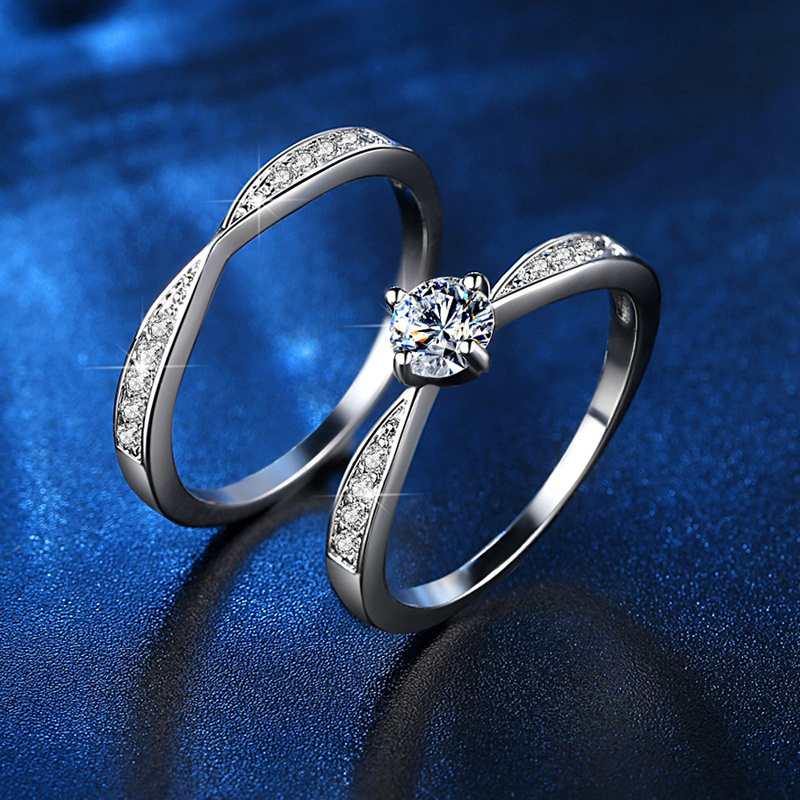 Jewelry Couple Diamond Rings Fashion Custom Eternity Wedding Engagement Finger Ring R146