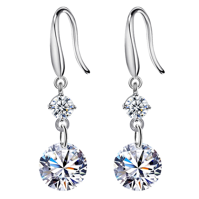 Fashion simple earrings wholesale New Korean time loose diamond transparent mid-length zircon earrings