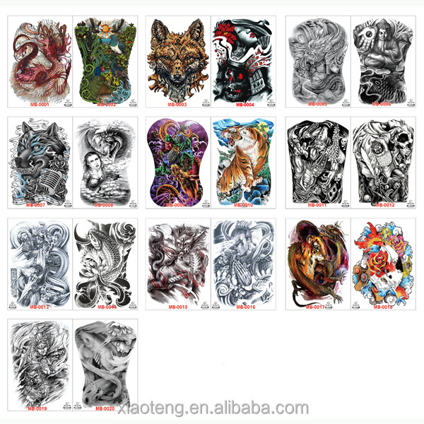 Music Star Wolf Tattoo Designs Large Temporary Tattoo Stickers Cool Body Art Waterproof Fake Tattoos