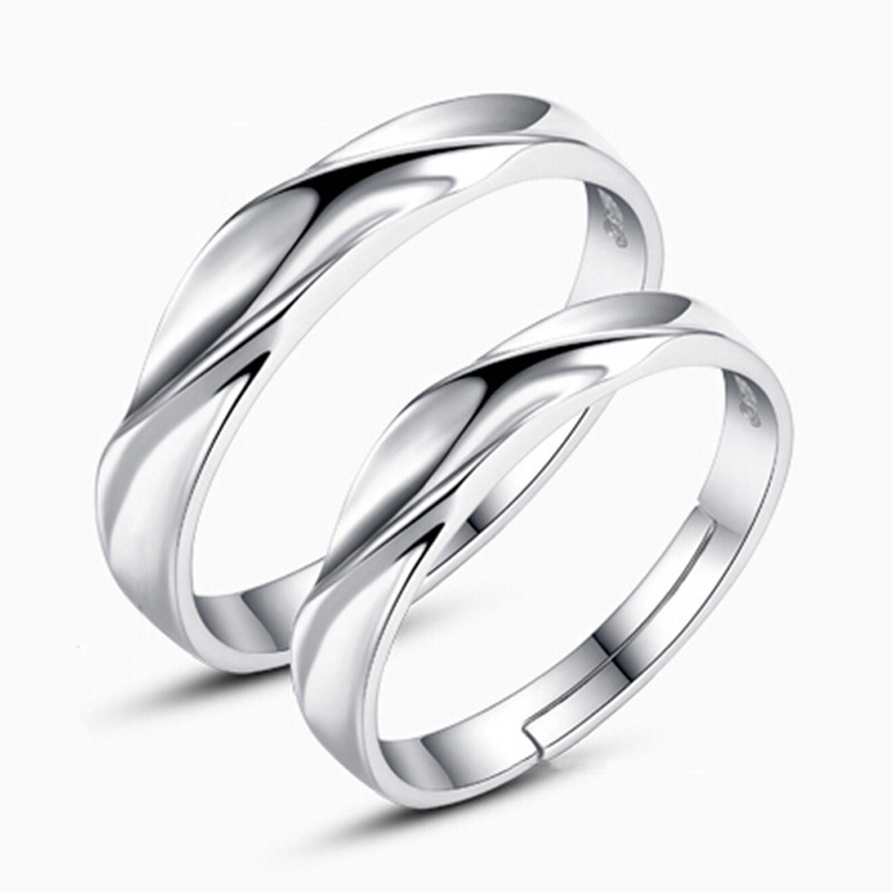 Minimalist Adjustable Geometric Water Wave Twisted Shape Romantic Love Intertwined Couple Wedding Rings