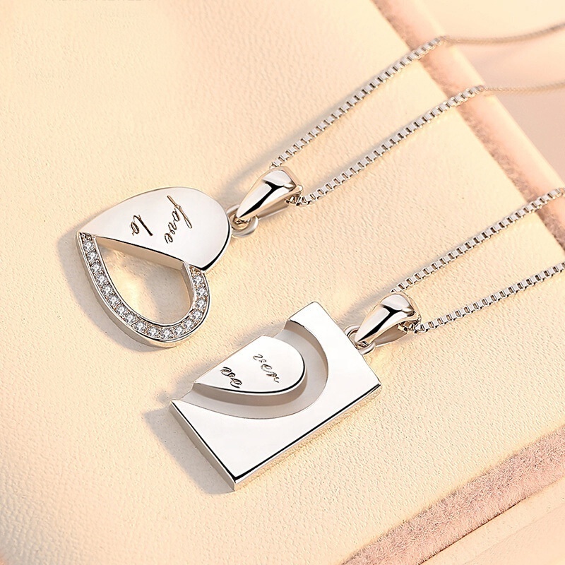 Simple Forever love couple matching heart-shaped necklace set N206