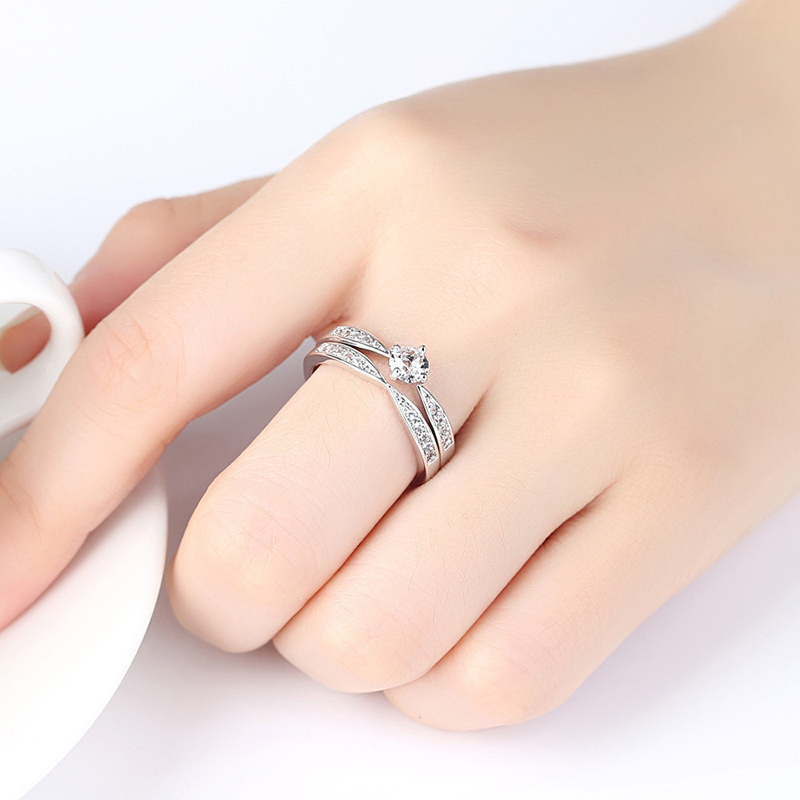 Jewelry Couple Diamond Rings Fashion Custom Eternity Wedding Engagement Finger Ring R146