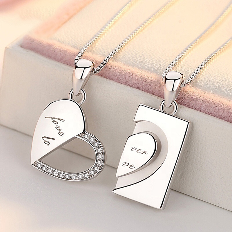 Simple Forever love couple matching heart-shaped necklace set N206