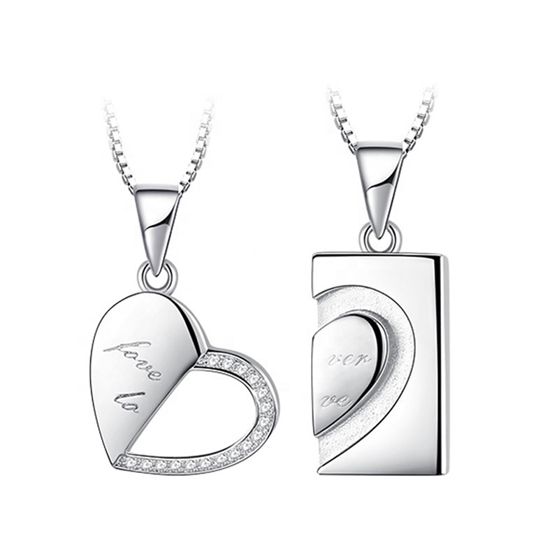 Simple Forever love couple matching heart-shaped necklace set N206