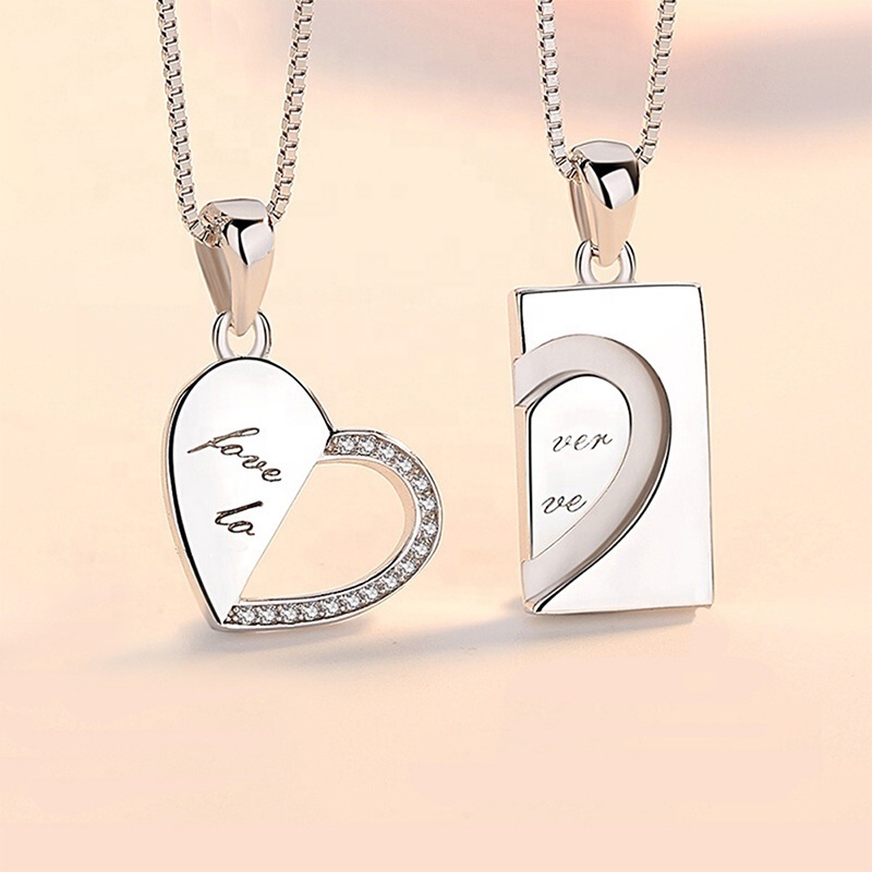 Simple Forever love couple matching heart-shaped necklace set N206