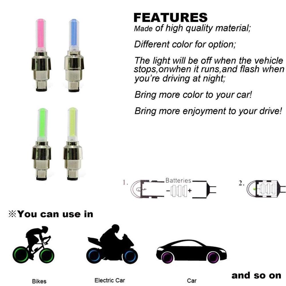 Light LED Lamp Flash Motorbicycle Car Tire Valve Caps Air Cover Tire Rim Valve light Wheel Valve Stem Cap