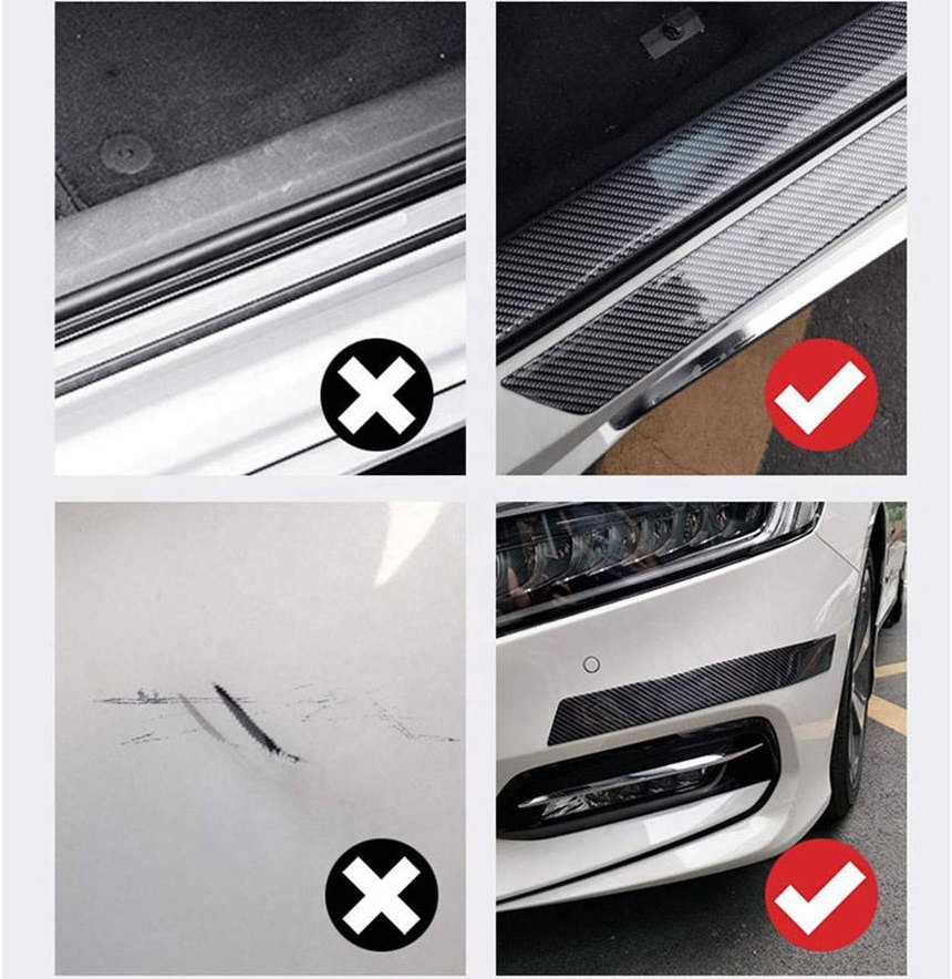 Carbon Fiber Rubber Car Bumper Door Guard