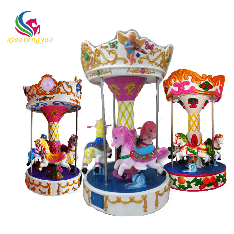 Factory price merry go round carousel for sale inflatable christmas musical carousel rides 3 seats mini kids carousel horse