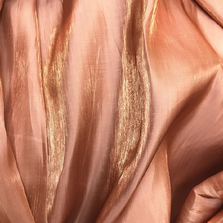 Wholesale Shiny Shimmer Chiffon Satin Fabric Pleated Luxury Chiffon Crystal Foil Pearl Fabric