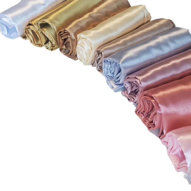 New Arrival Colorful Satin Fabric Champagne Pink Blue Stretch Charmeuse Satin Fabric