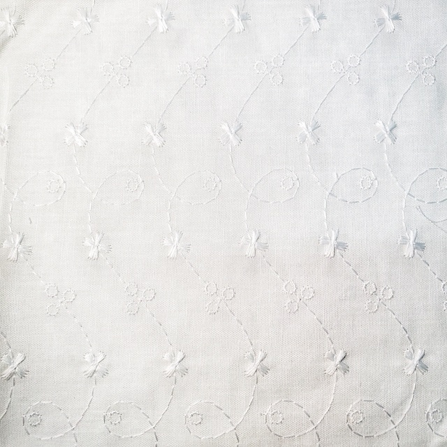 white embroidery cotton flower nature eyelet funeral lining fabric