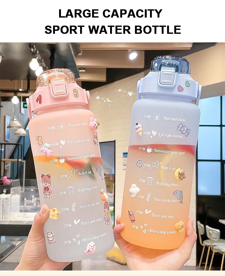 Custom Bpa Free Plastic Eco Friendly Sports Water Drinking Bottle 1500ml Gym 2 Liter Motivational Sport Water Bottles