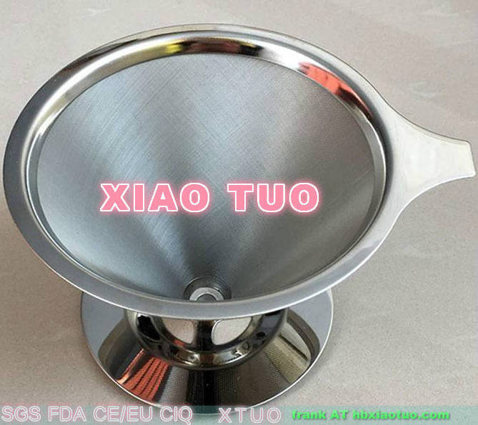 Stainless Steel Pour Over Coffee Dripper Slow Drip Brew Double Mesh Coffee Filter Paperless Reusable Metal Cone Filter