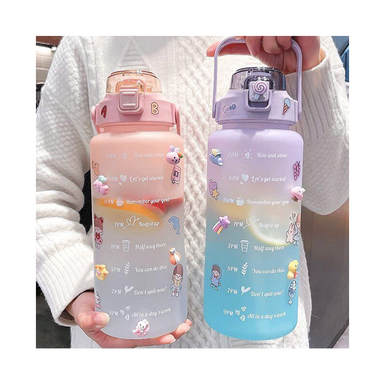 Custom Bpa Free Plastic Eco Friendly Sports Water Drinking Bottle 1500ml Gym 2 Liter Motivational Sport Water Bottles