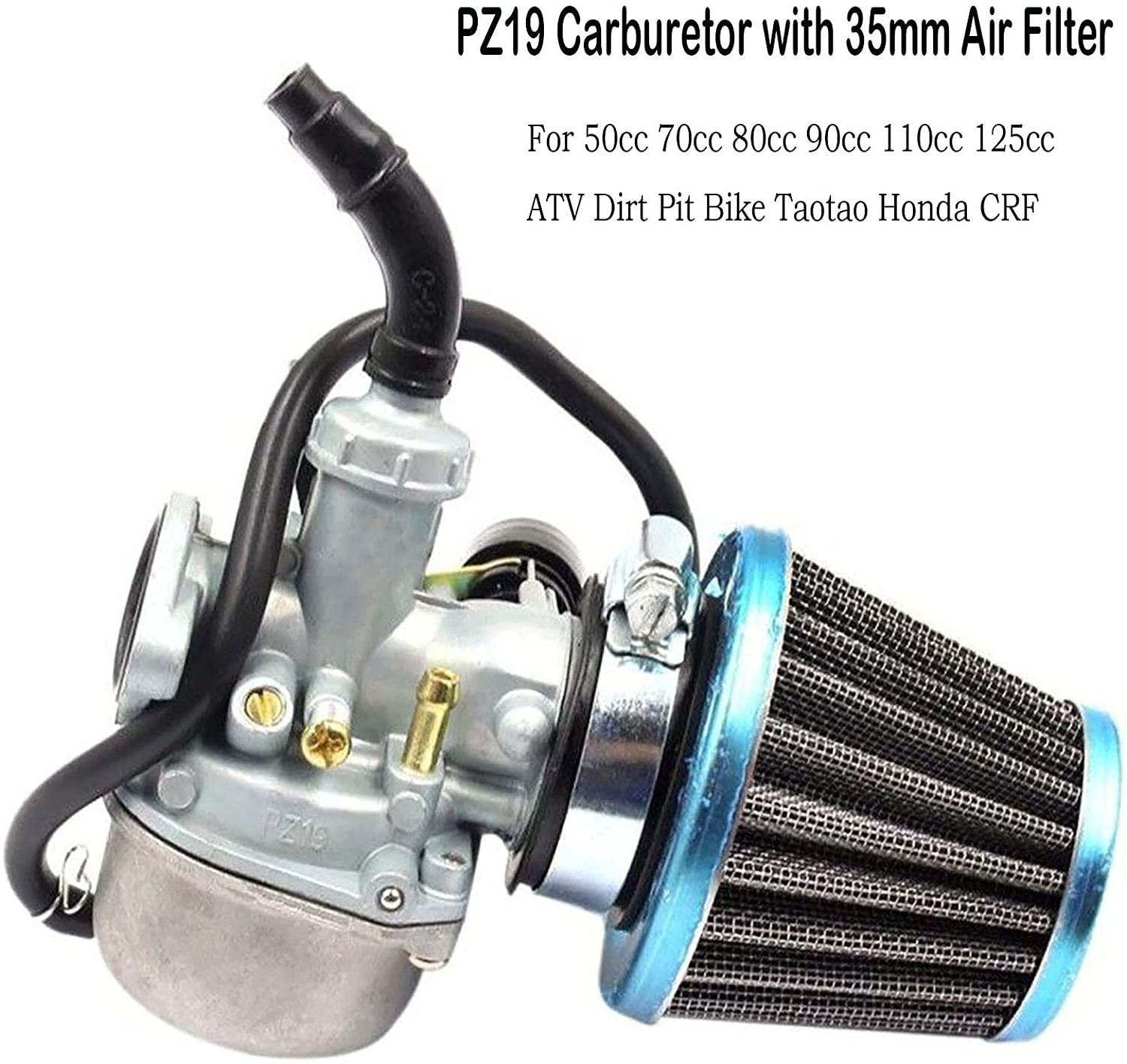 PZ19 Carburetor kit for Honda CRF 70cc 80cc 90cc 110cc 125cc ATV Dirt Pit Bike Taotao  with Fuel Filter & 35mm Air Filter