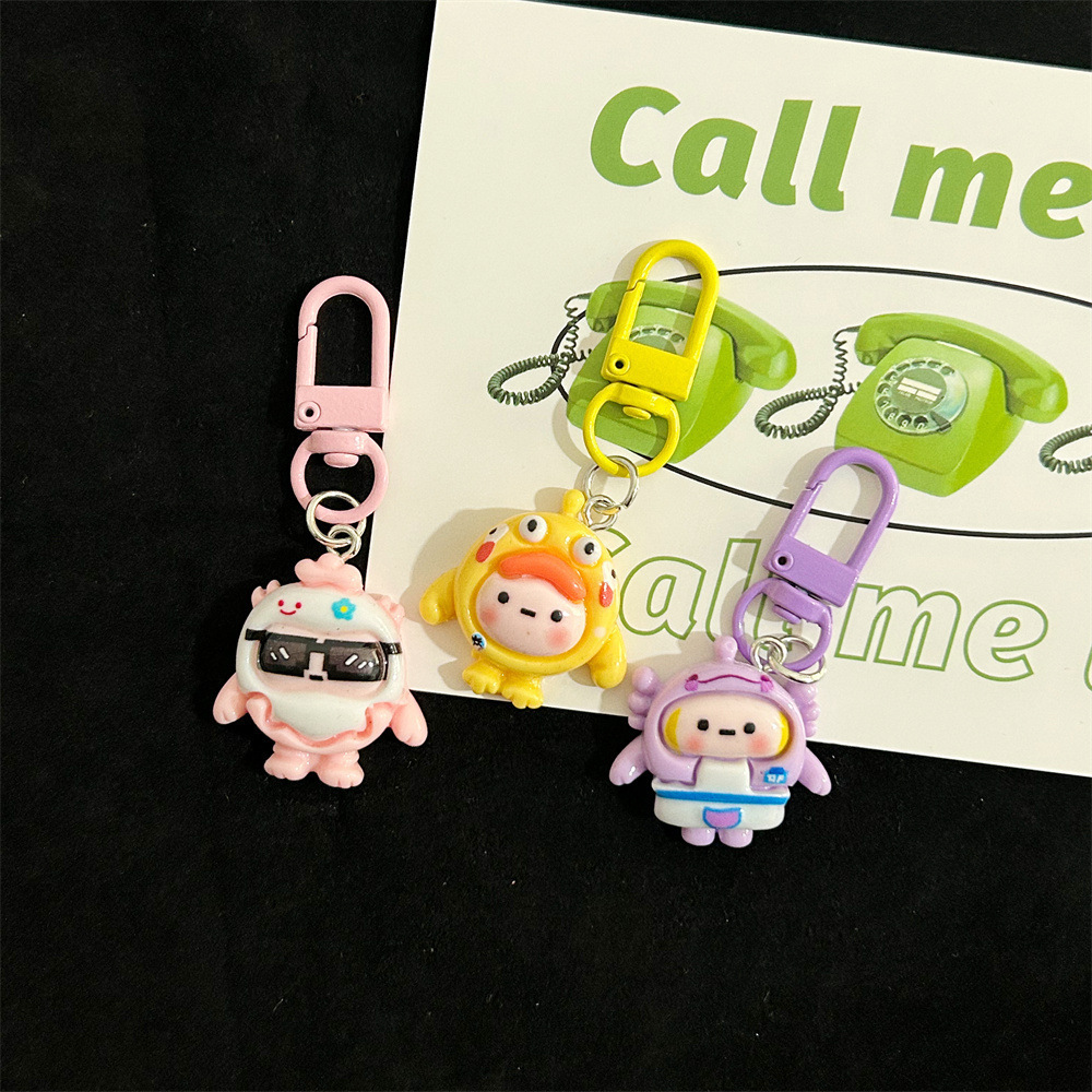 2024 new products  amazon Cute Crossdressing Egg Party Keychain Creative Bookbag Hanging Accessories under 1 dollar products