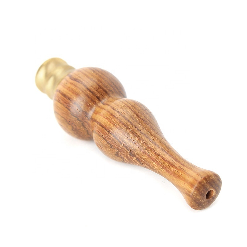 Natural Solid Wood Calabash Shape Smoking Holder Detachable Metal Filter Smoking Mouthpiece