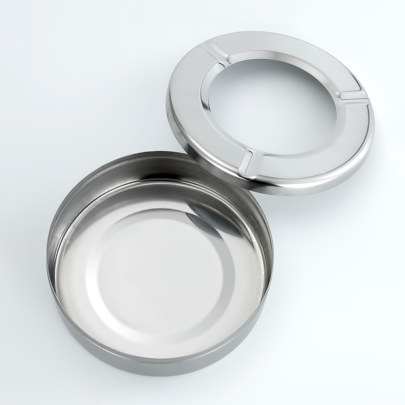 Factory Direct Wholesale Stainless Steel Ashtray With Lid KTV Restaurant Internet Cafe Ashtray