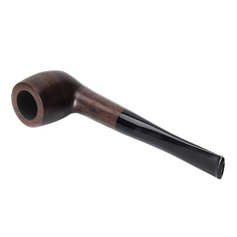 MUXIANG Classic Handmade Ebony Wood Tobacco Pipe Straight Mouthpiece Pipe For Smoking