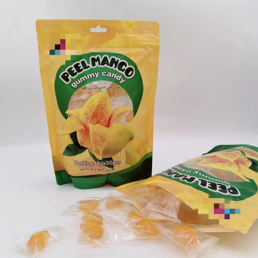 Wholesale Halal fruit juicy gummy candy peeling mango peeling banana gummy candy peeled peelable candy