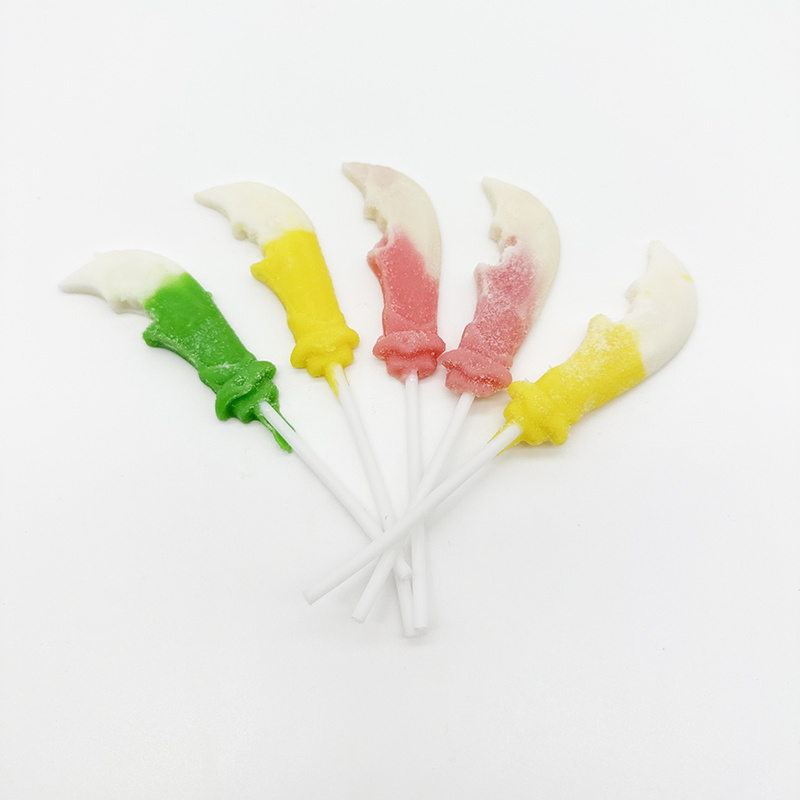 Hot Sale Knife-Shaped Cartoon Colorful Gummy Candy Lollipop Toys for Kids Jelly Sweet and Sweet Treats