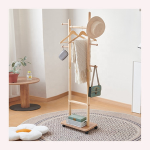 Black Free Standing Tree Hanging Bag Hat Jacket Umbrella Multifunctional Coat Rack Stand wood Clothes Hanger Stand With Wheels