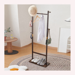 New Type Double Pole Clothes Hanger Laundry wood Double Pole Clothes Hanger Coat Stand Dry Shoes Coat Rack