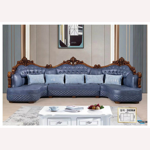 Luxury French Baroque Bright Color Living Room Sofa Set/Royal Palace Hand Carved Fabric Sofa/European Living Room Furniture