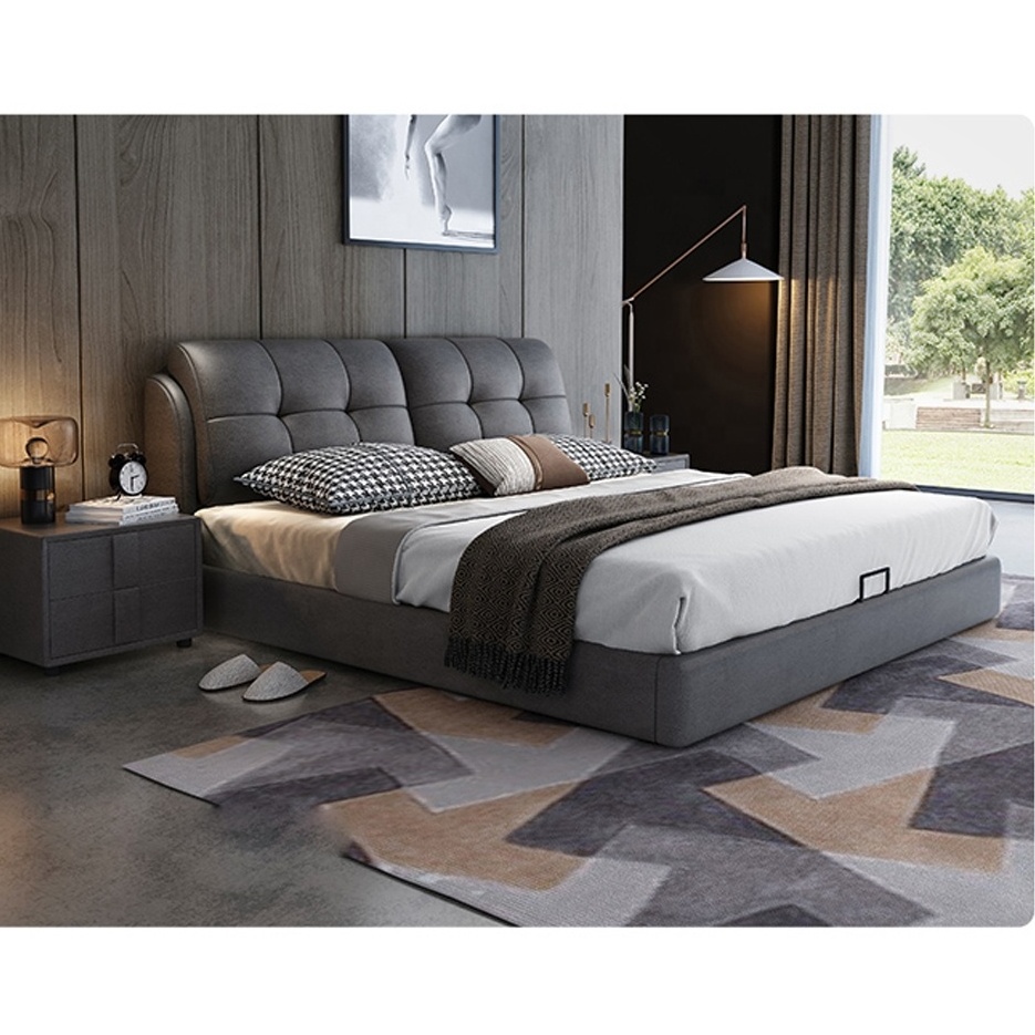 New Latest designs fabric upholstered upholstery Tatami bubble block modular double bed