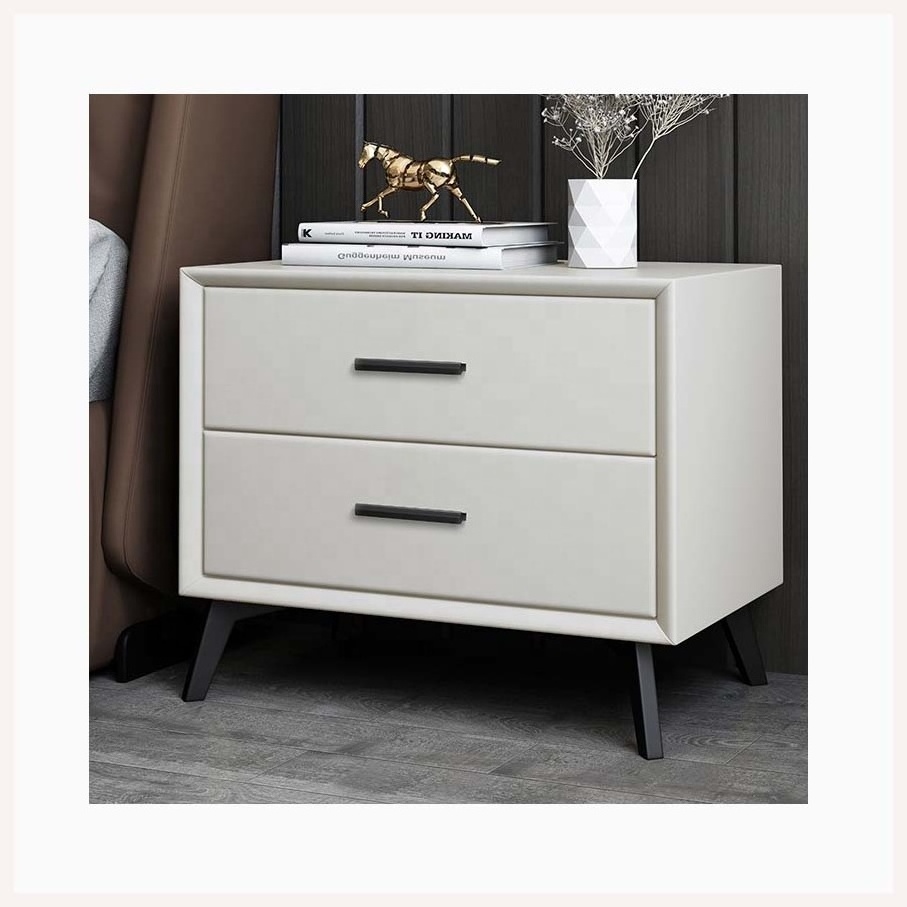 luxury single drawer small nightstand minimalism design leather bedside table cheap hot sale hotel nightstand