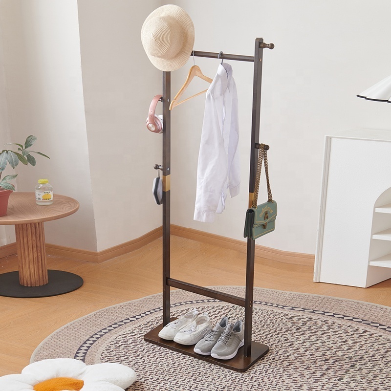 New Type Double Pole Clothes Hanger Laundry wood Double Pole Clothes Hanger Coat Stand Dry Shoes Coat Rack