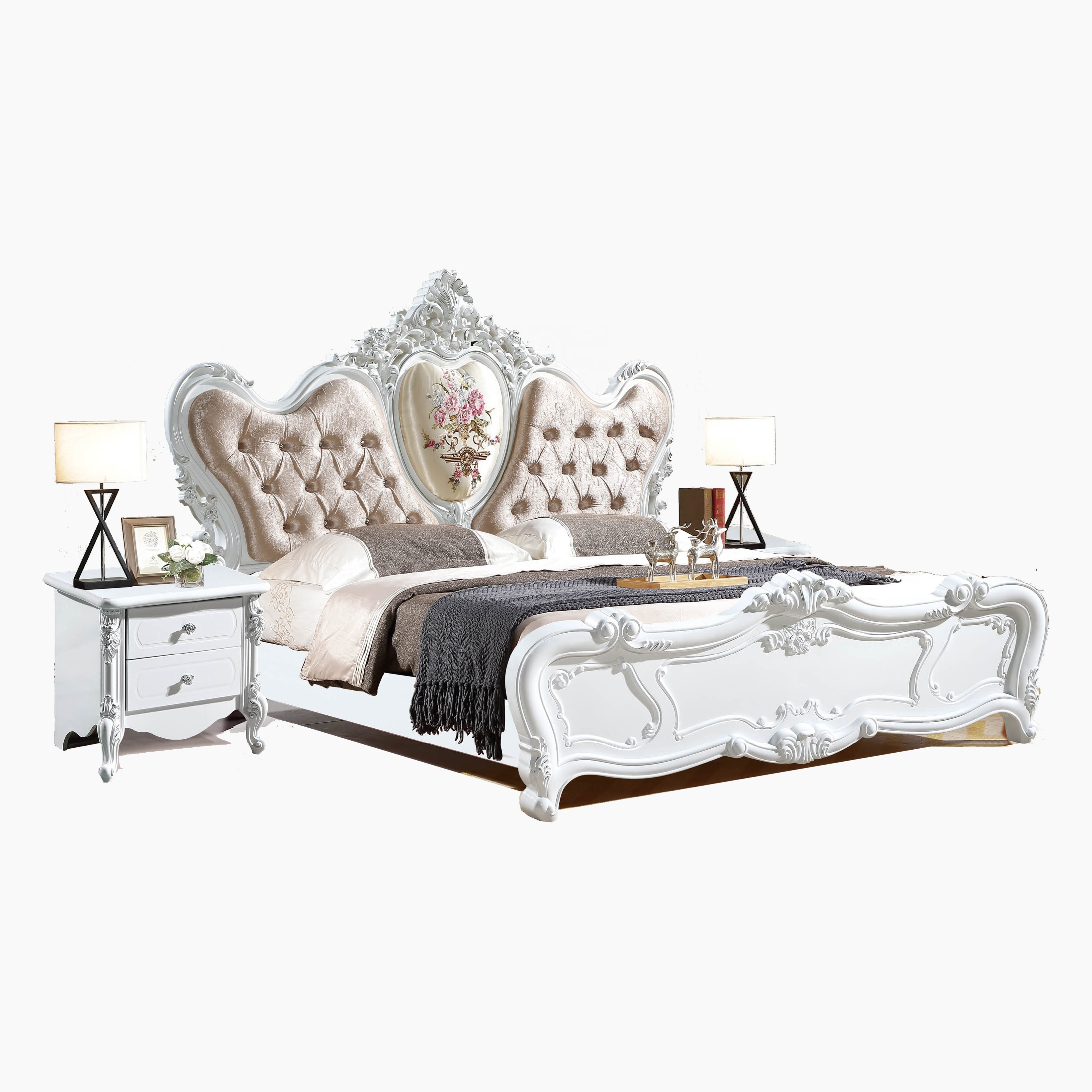 Luxury Bedroom Furniture Set King Size Bed With Wood Carving European Style Brand New Bedroom Furniture Hot Sale