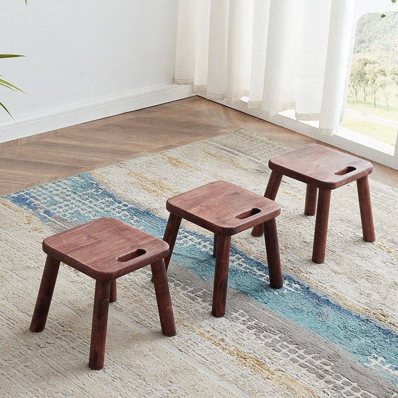 High quality solid wood small bench mini stool with rustic finish