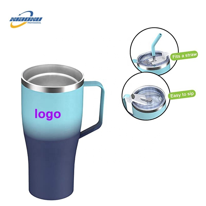 32 oz Insulated Tumbler with Handle Lid Straw Keep Drinks Cold up to 24 Hours-Stainless Steel Vacuum Insulated Mug with Hand