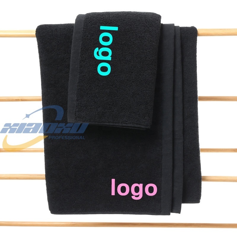 Wholesale Hairdressing Salon Beauty Spa Barber Face Hair Embroidery Logo 100% Cotton Bath Hotel White Black Custom Towel