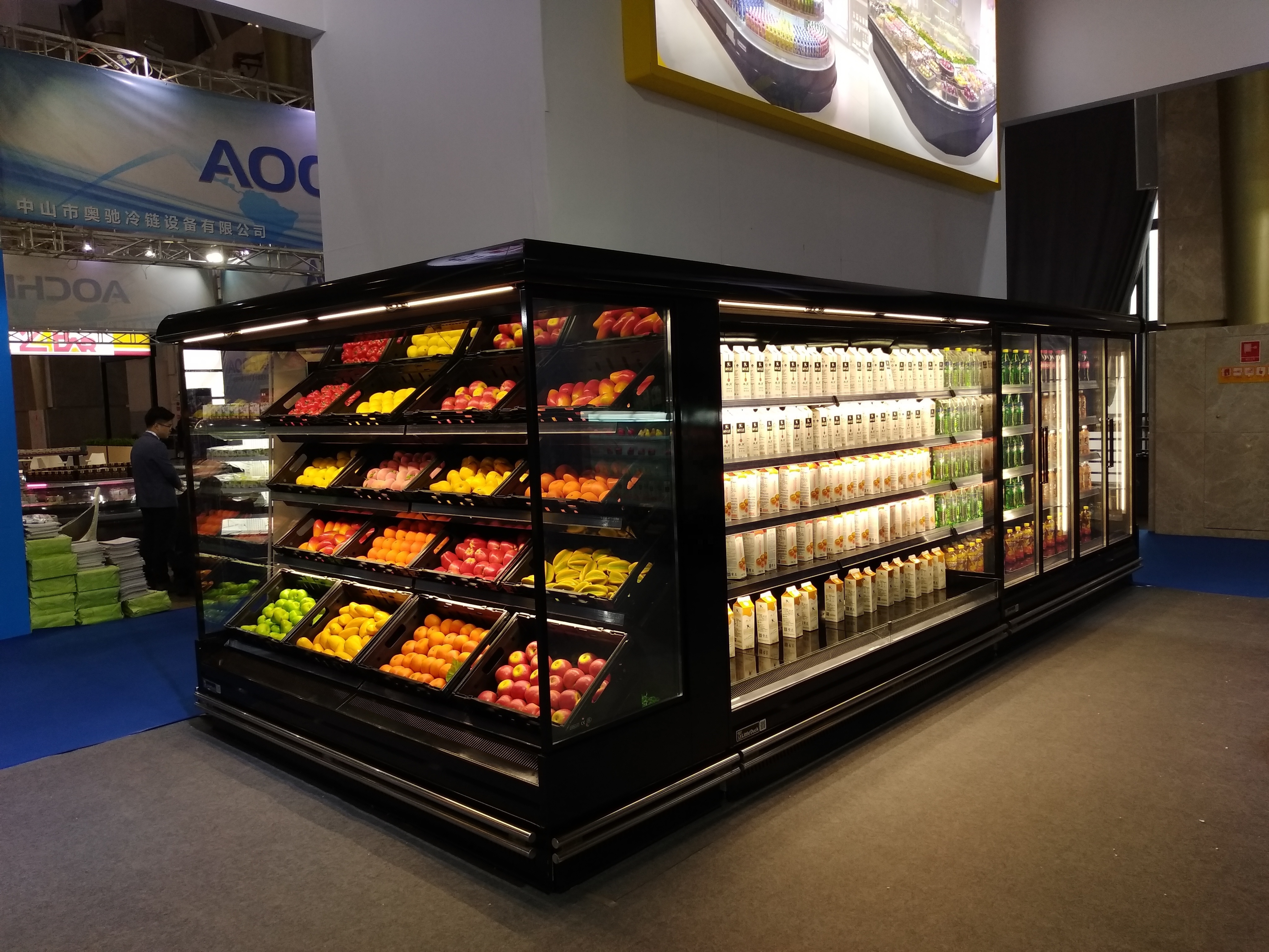 Supermarket  Refrigerator Freezer Multideck Refrigerated Open Fruits And Vegetables Fridge