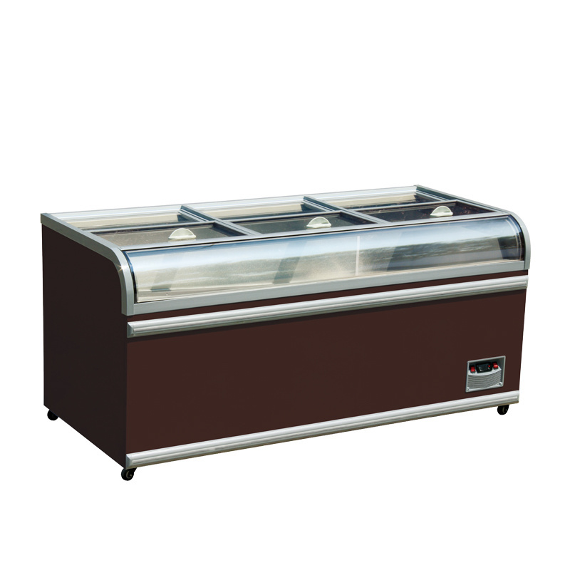 Good Quality Supermarket Commercial Fish Display Counter 1480Mm Island Freezer