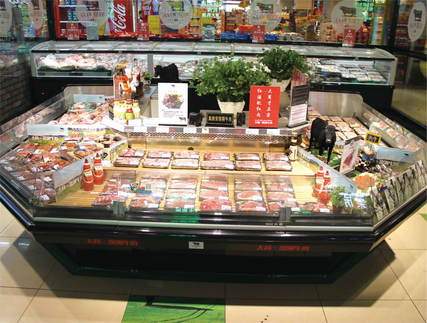 Meat display Freezer Chiller Butcher Fridge Cooler Butchery Equipment Supermarket Open Freezer Deli Case